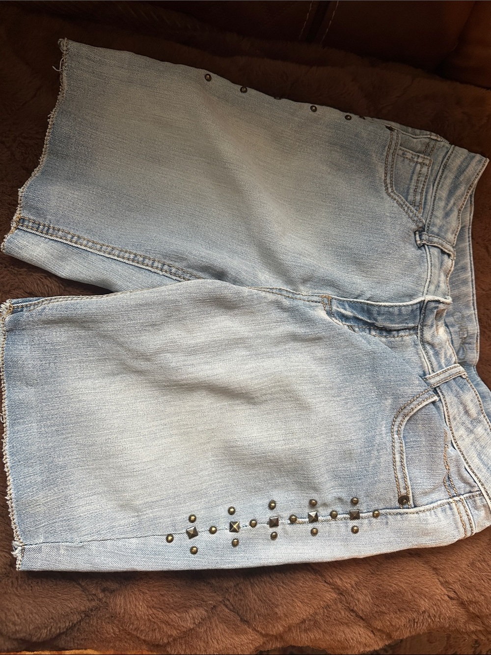 Cherokee Light Blue Boyfriend Denim Shorts with Studs